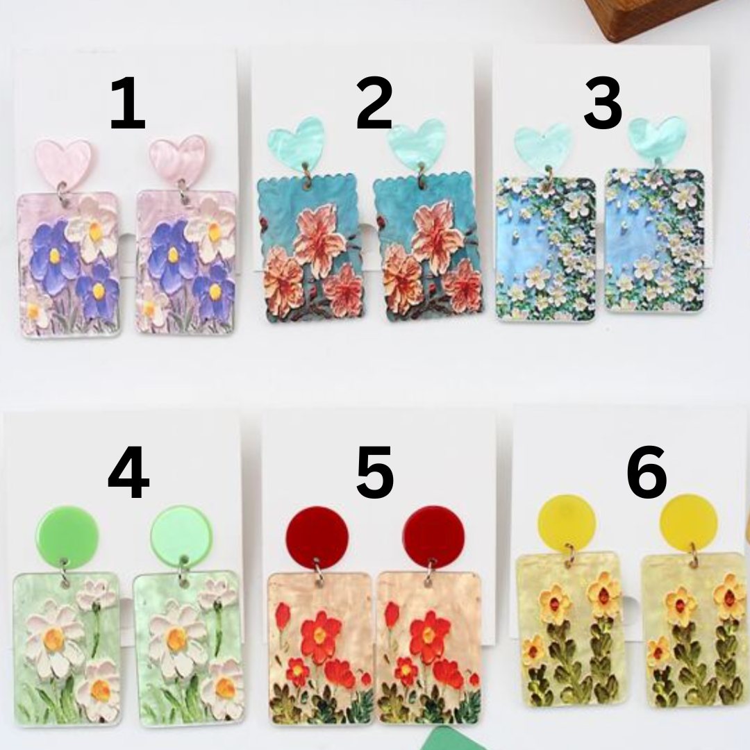 Flower Painting Earrings
