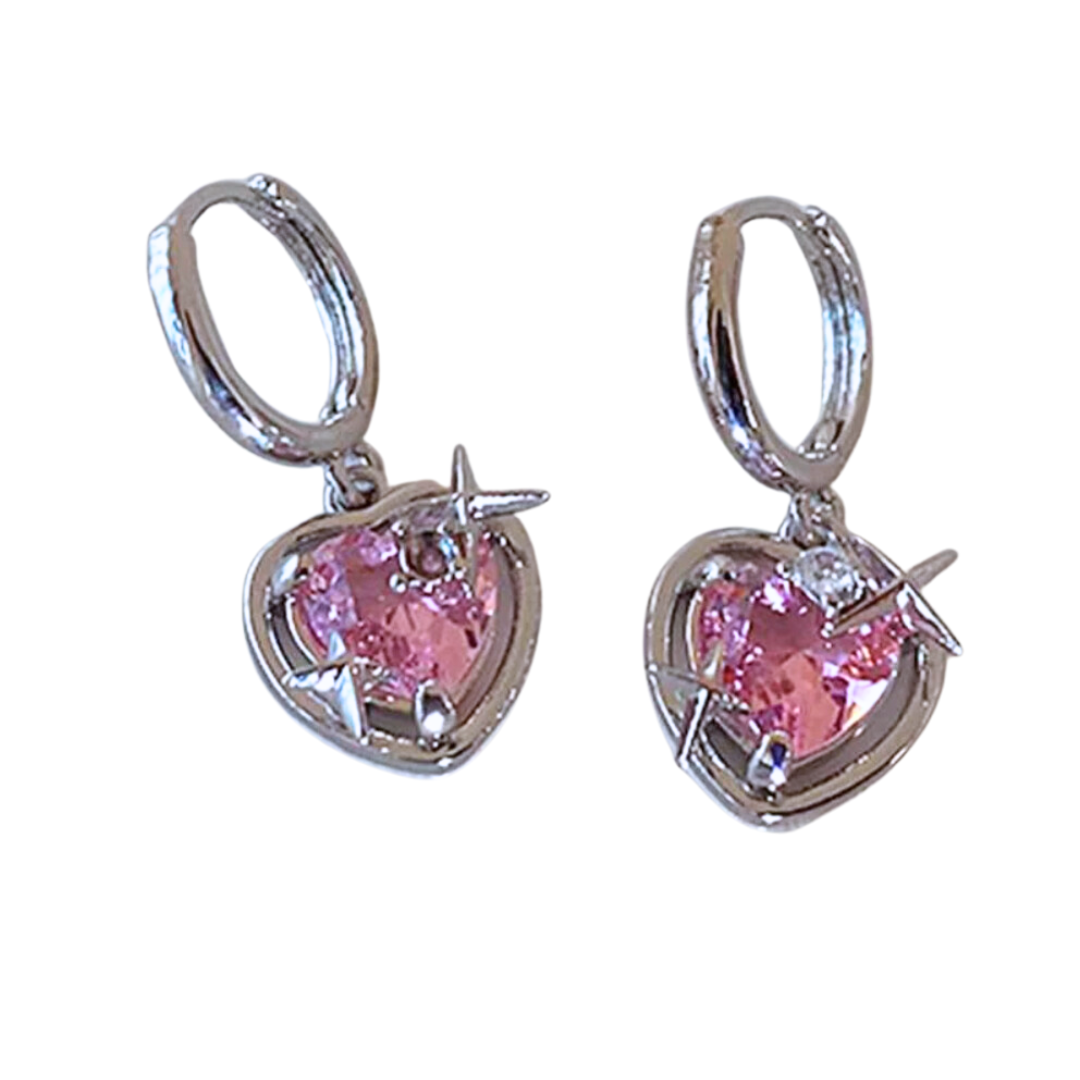 Sparkle Heart Drop Earrings