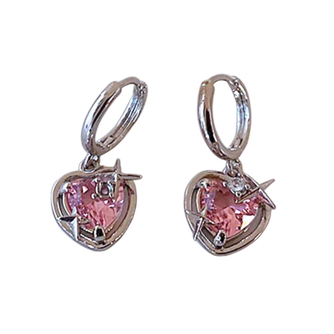 Sparkle Heart Drop Earrings
