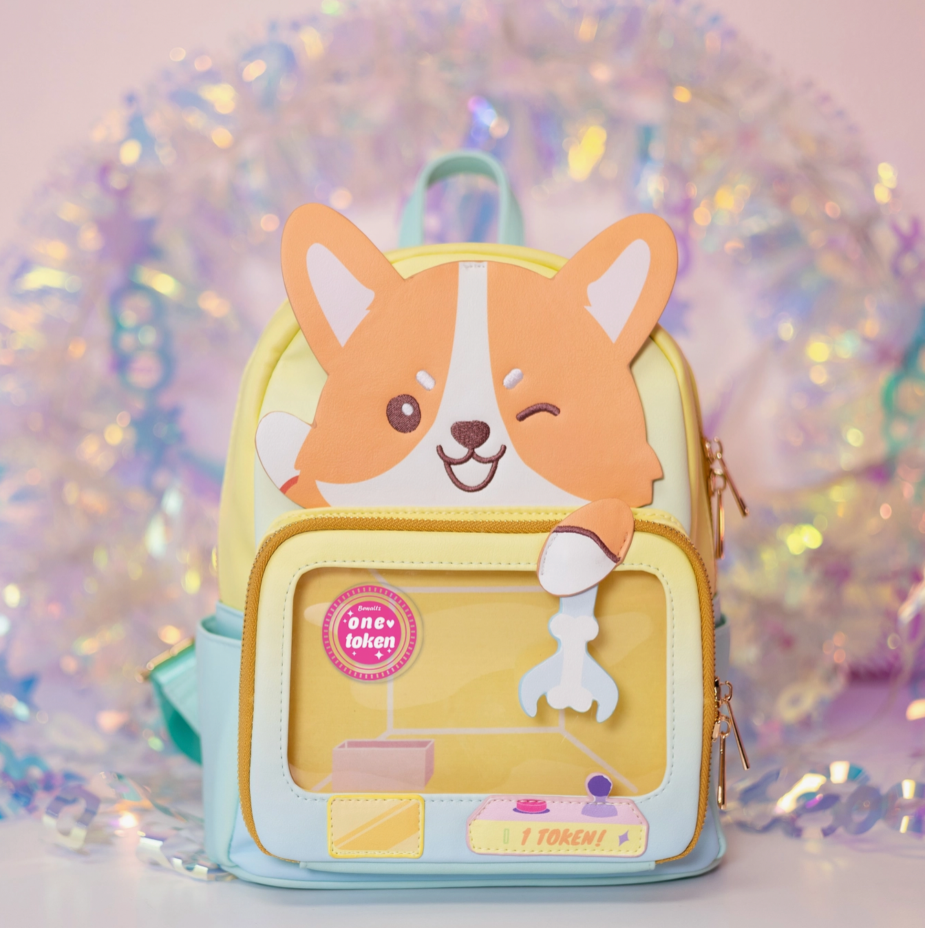 Claw Machine Pin Collector Backpack-Sunshine Corgi