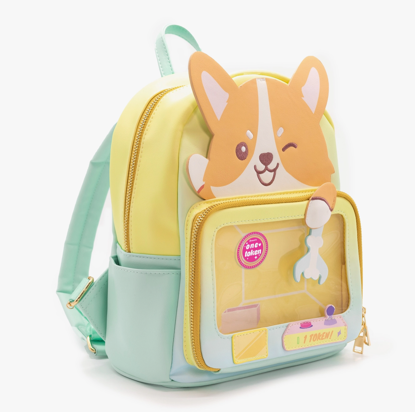 Claw Machine Pin Collector Backpack-Sunshine Corgi