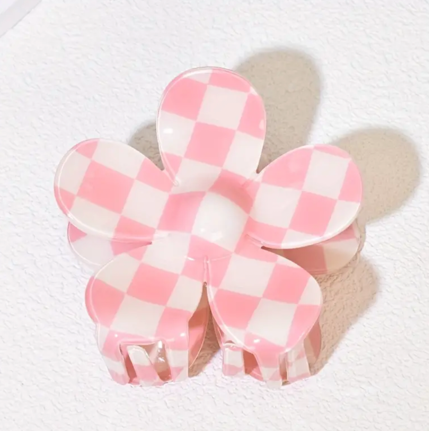 Checkered Flower Hair Claw