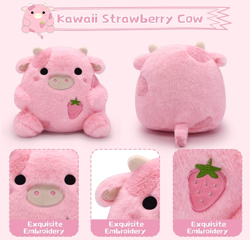 Strawberry Milk Cow Plushie