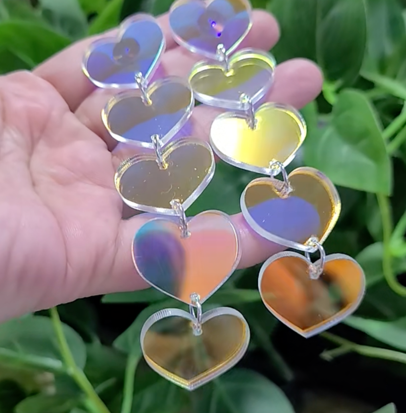 Holographic Heart Earrings (LONG)