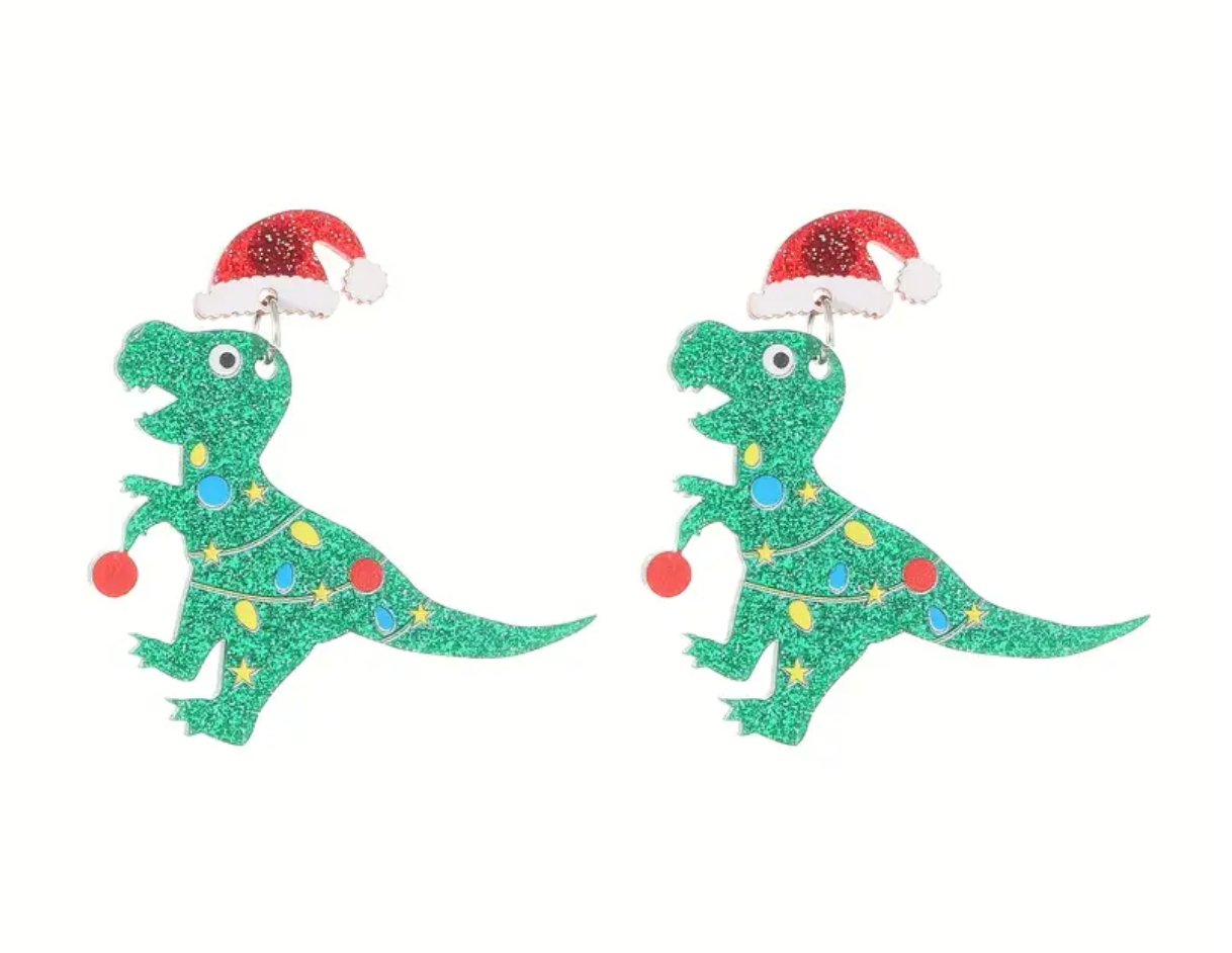 Christmas Dino Earrings