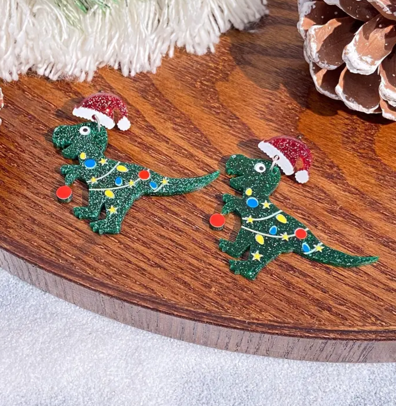 Christmas Dino Earrings