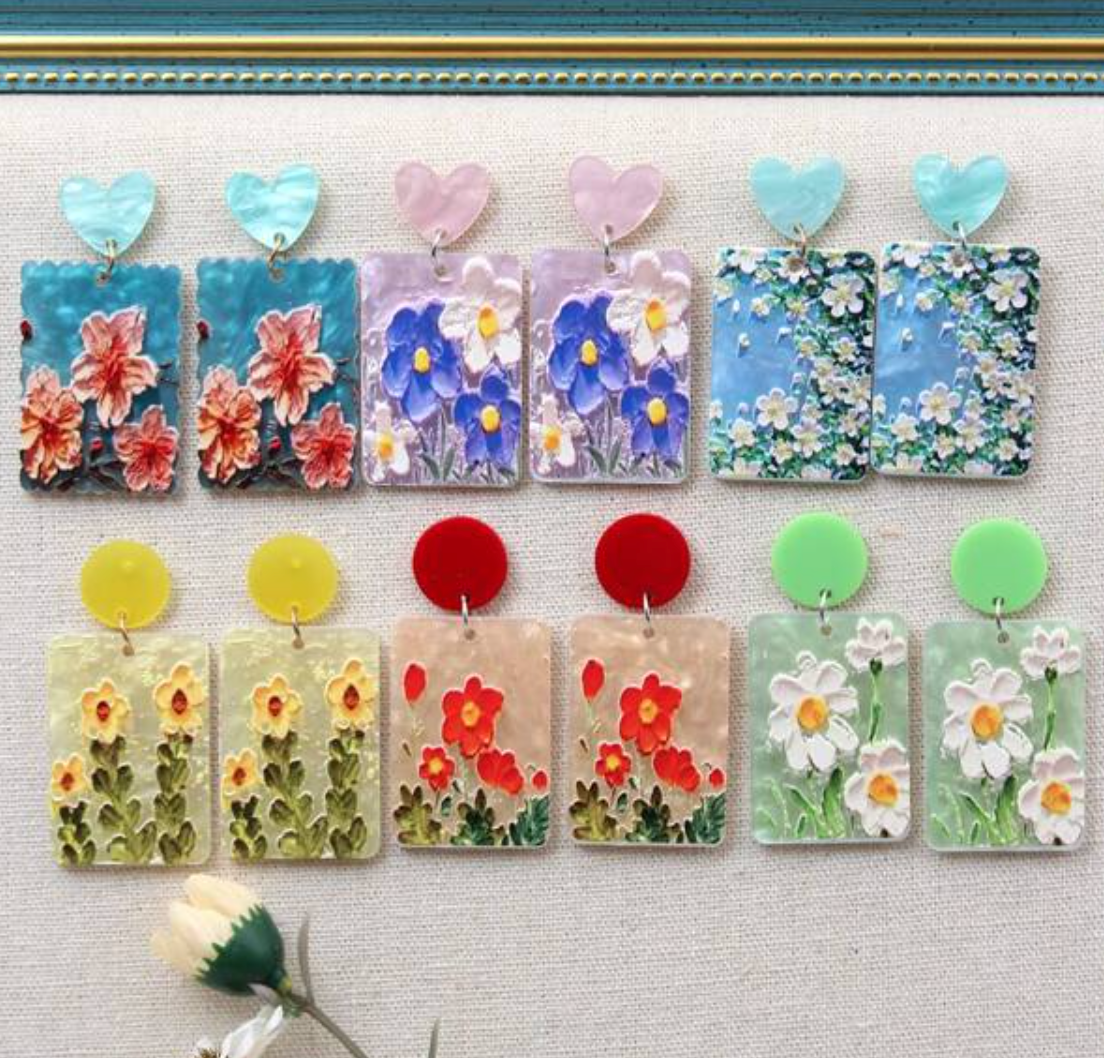 Flower Painting Earrings