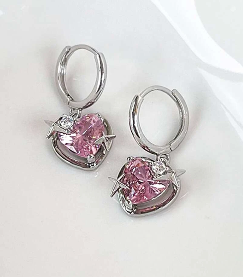 Sparkle Heart Drop Earrings