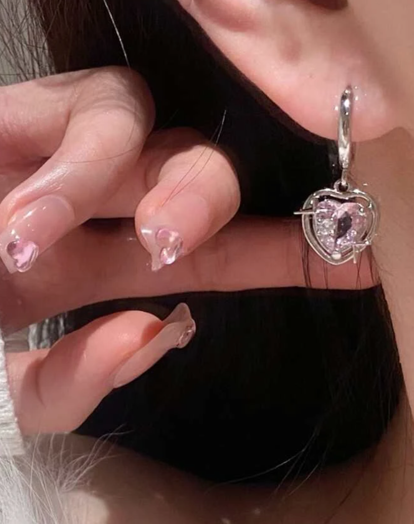 Sparkle Heart Drop Earrings