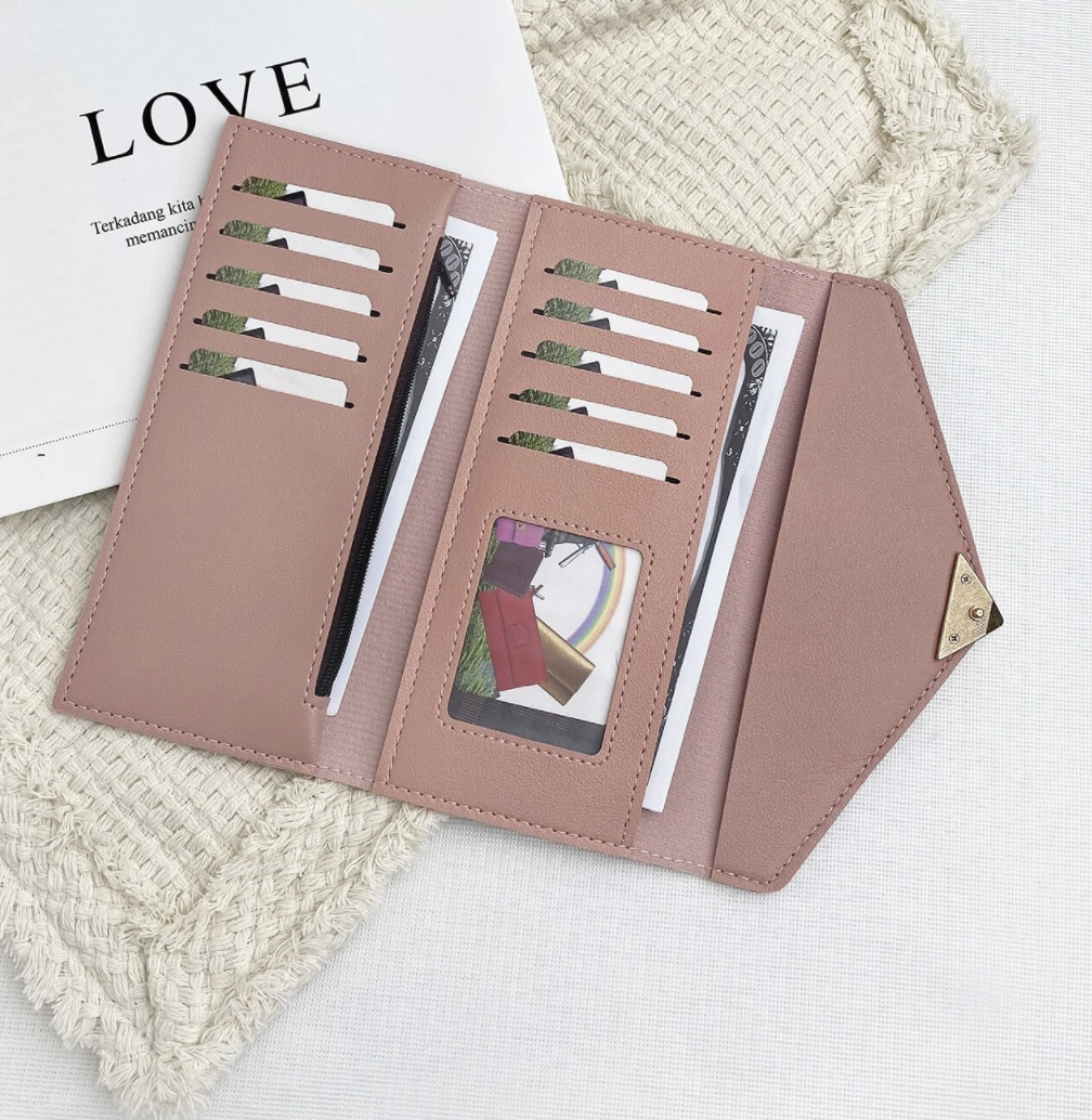 Simple Heart Accent Long Wallet (3 Colors Available)