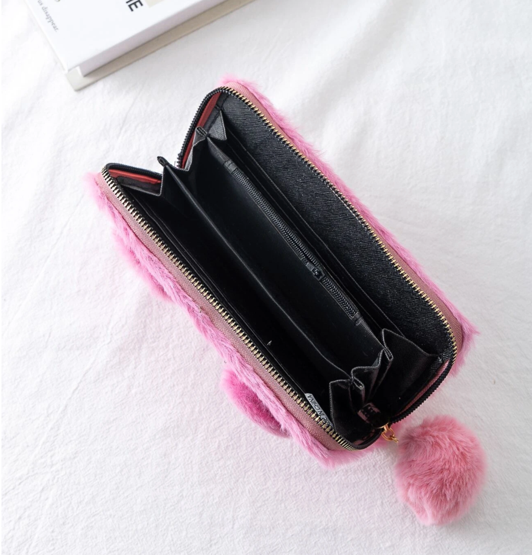 Sleepy Puppy Dog Fuzzy Wallet (4 colors)