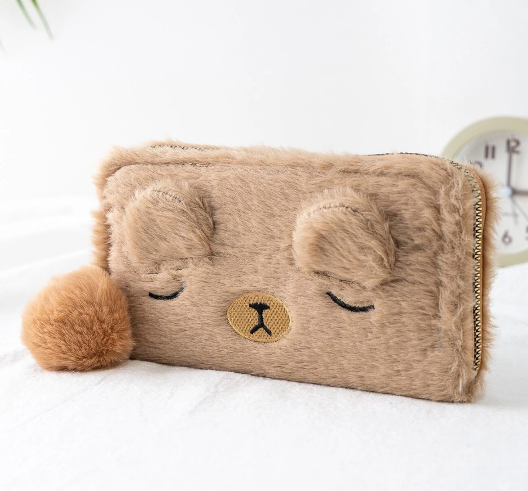 Sleepy Puppy Dog Fuzzy Wallet (4 colors)