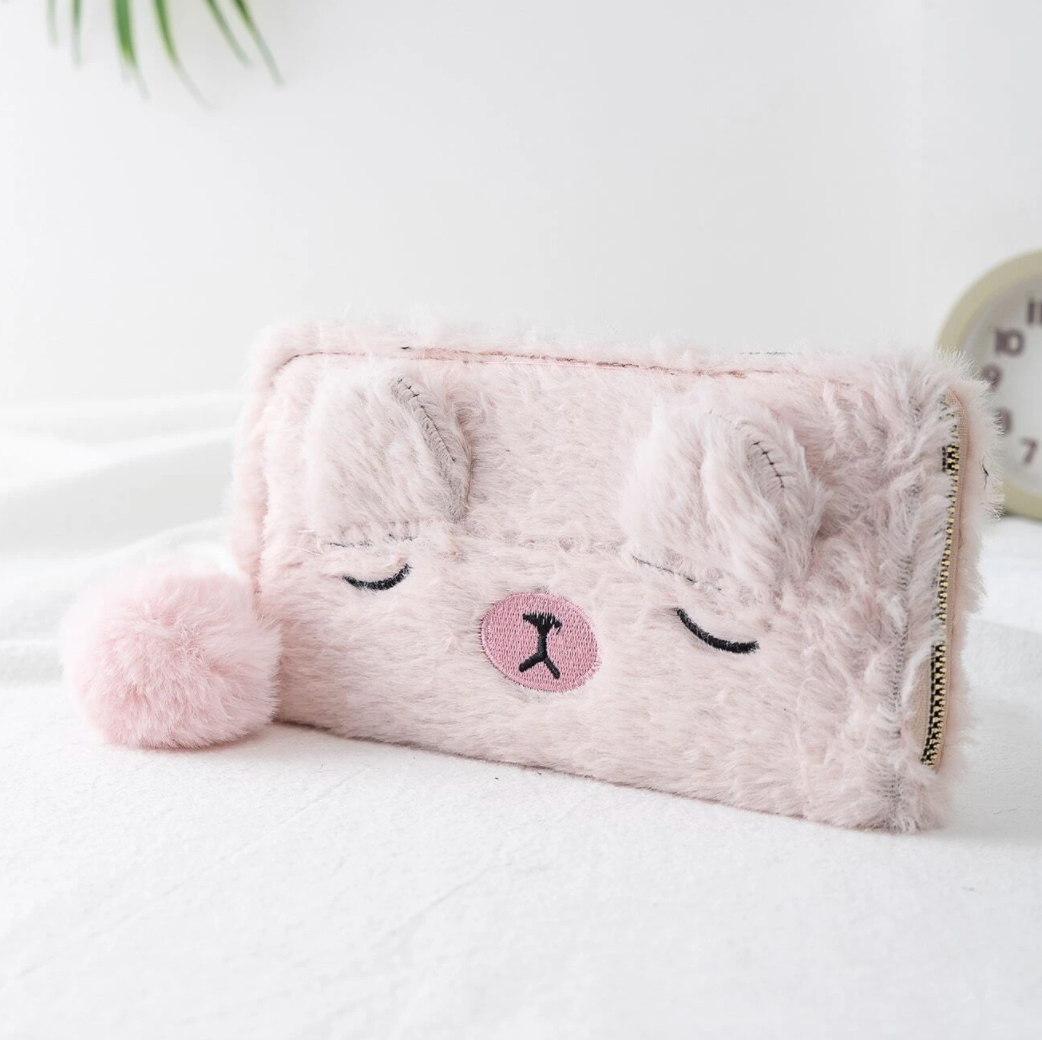 Sleepy Puppy Dog Fuzzy Wallet (4 colors)