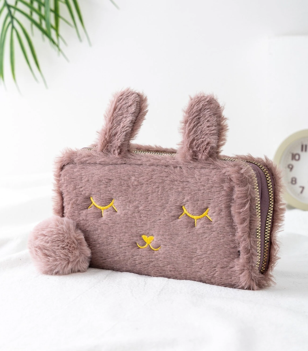Sleepy Bunny Fuzzy Wallet (4 colors available)