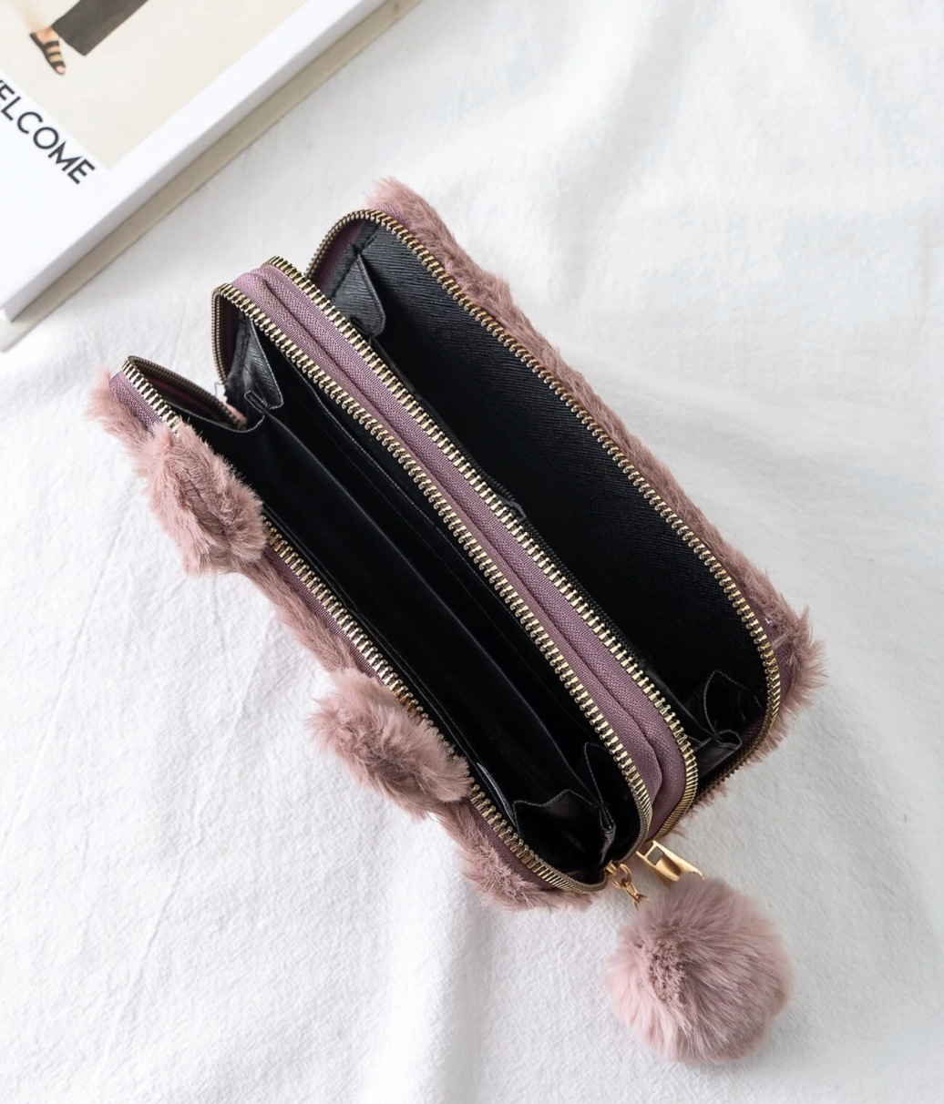 Sleepy Bunny Fuzzy Wallet (4 colors available)