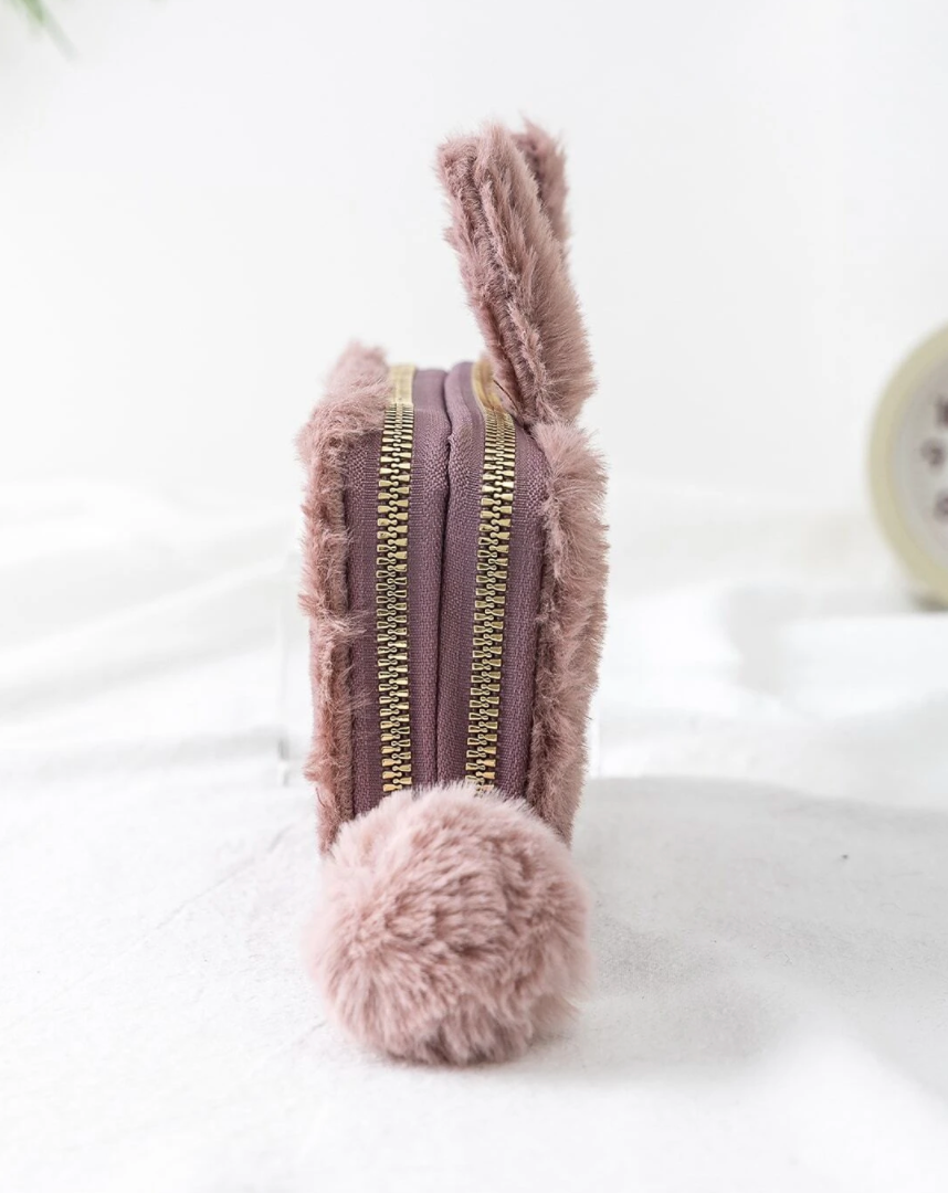 Sleepy Bunny Fuzzy Wallet (4 colors available)