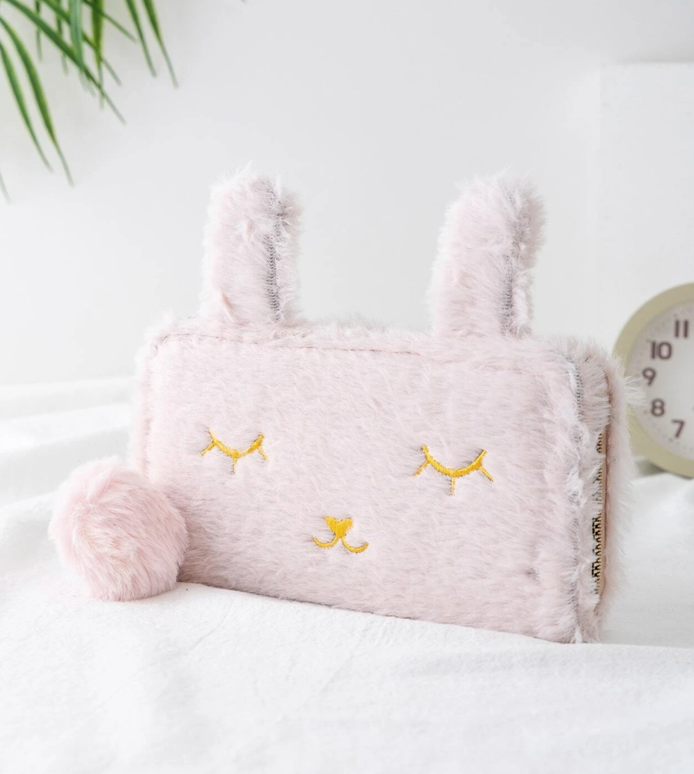 Sleepy Bunny Fuzzy Wallet (4 colors available)