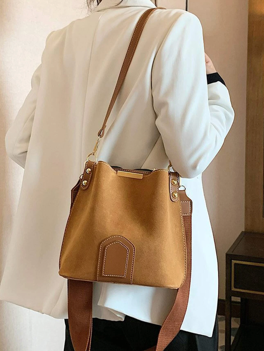 Suede Style Bucket Bag