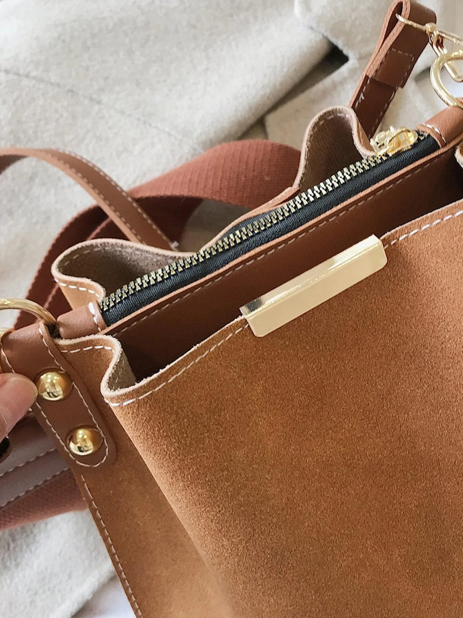 Suede Style Bucket Bag