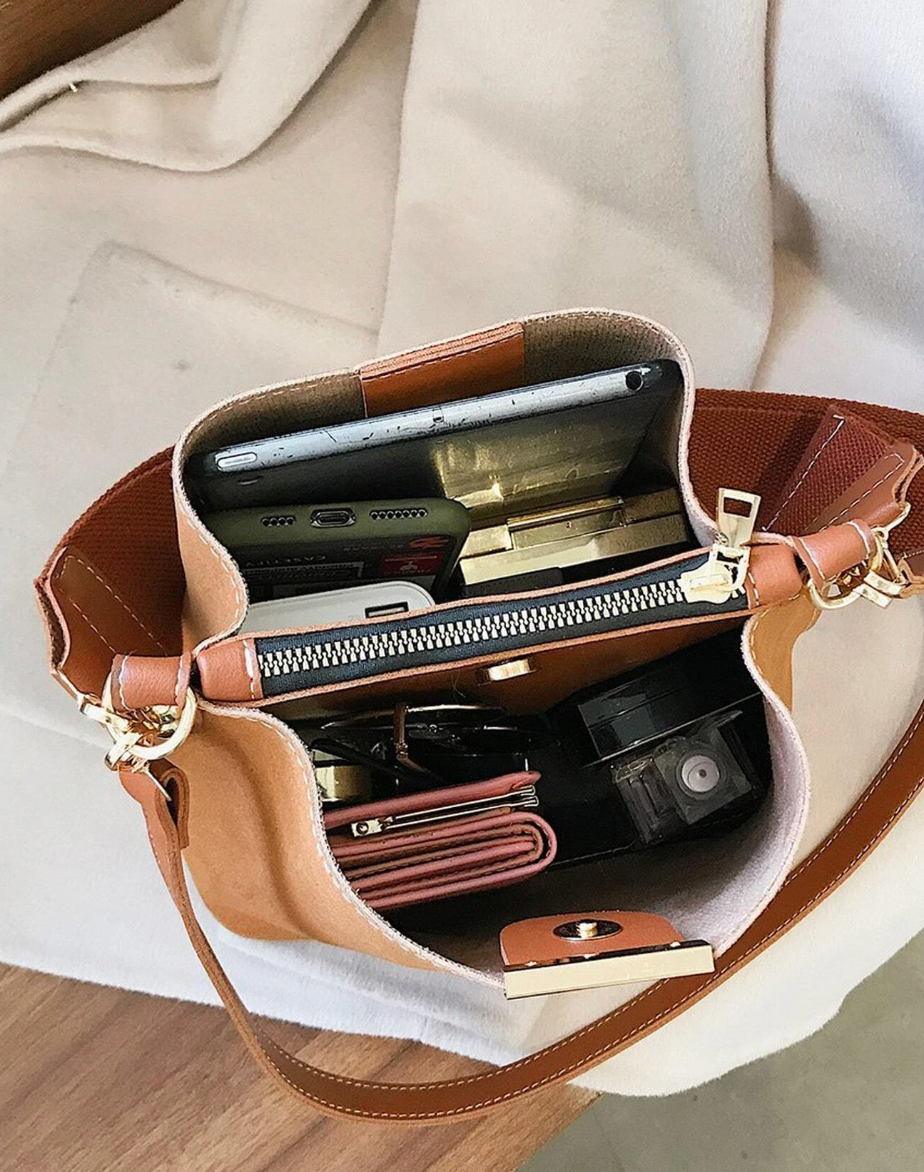 Suede Style Bucket Bag