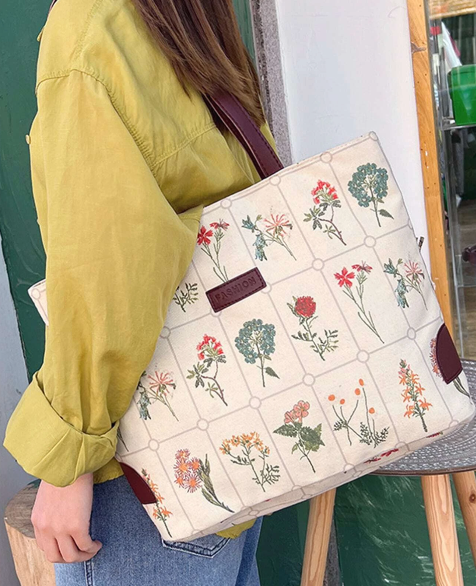Large Floral Print Tote