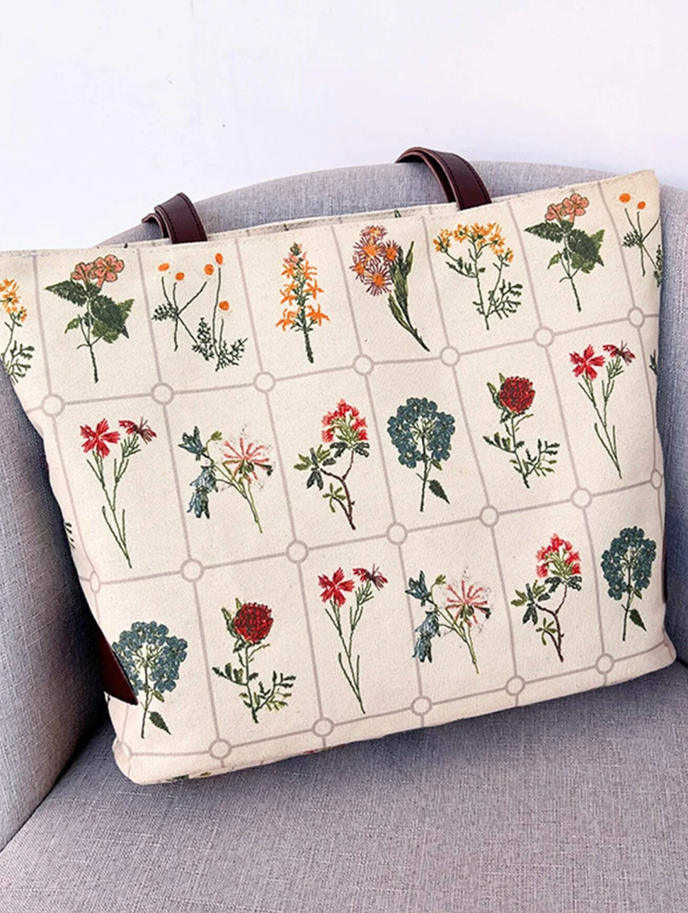 Large Floral Print Tote