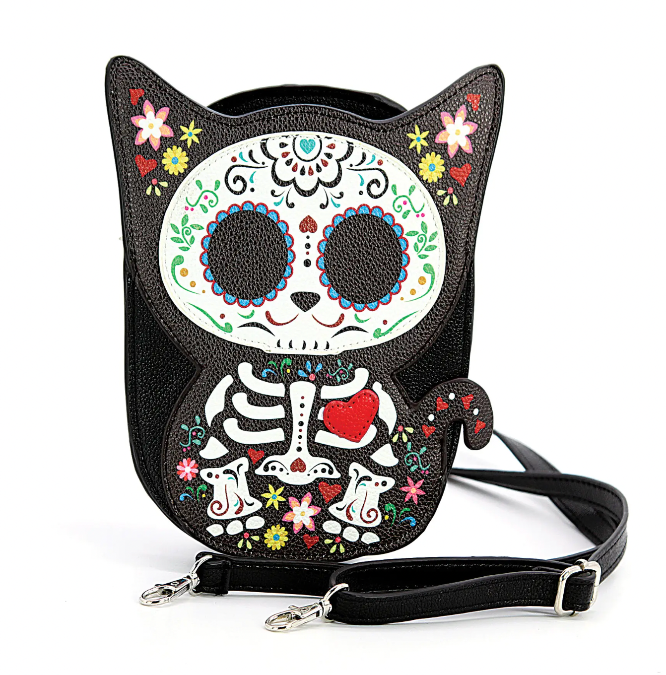 Sugar Skull Dia De Los Muertos Cat Crossbody