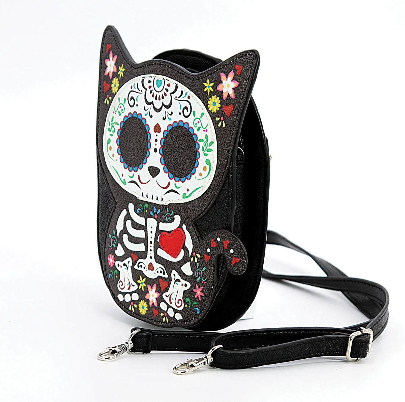 Sugar Skull Dia De Los Muertos Cat Crossbody