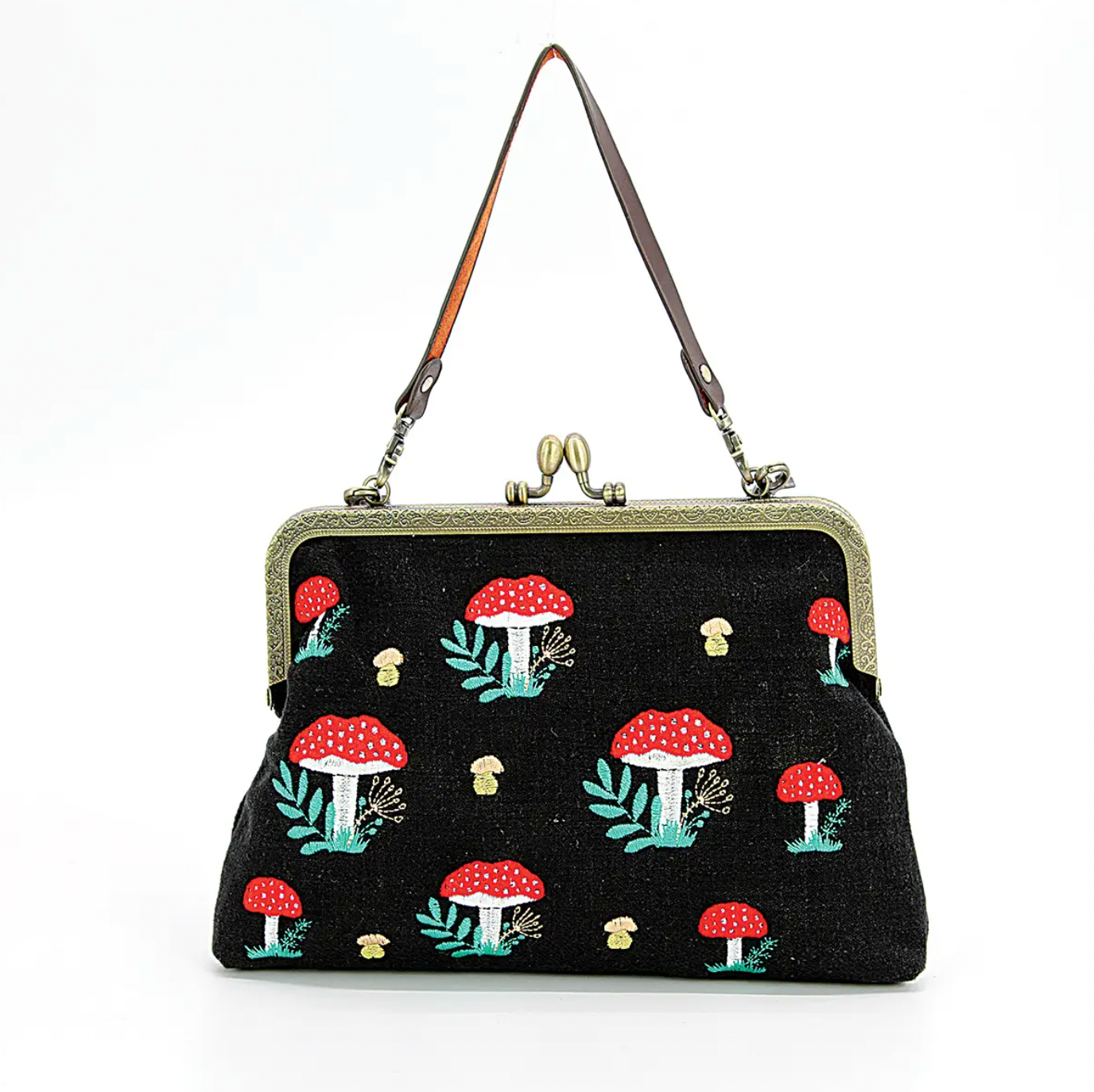 Mushroom Kiss-lock Crossbody