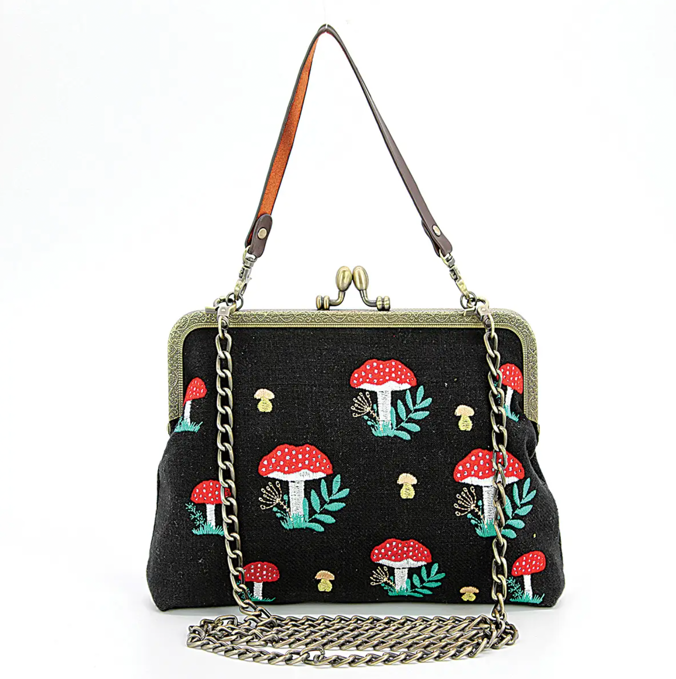 Mushroom Kiss-lock Crossbody