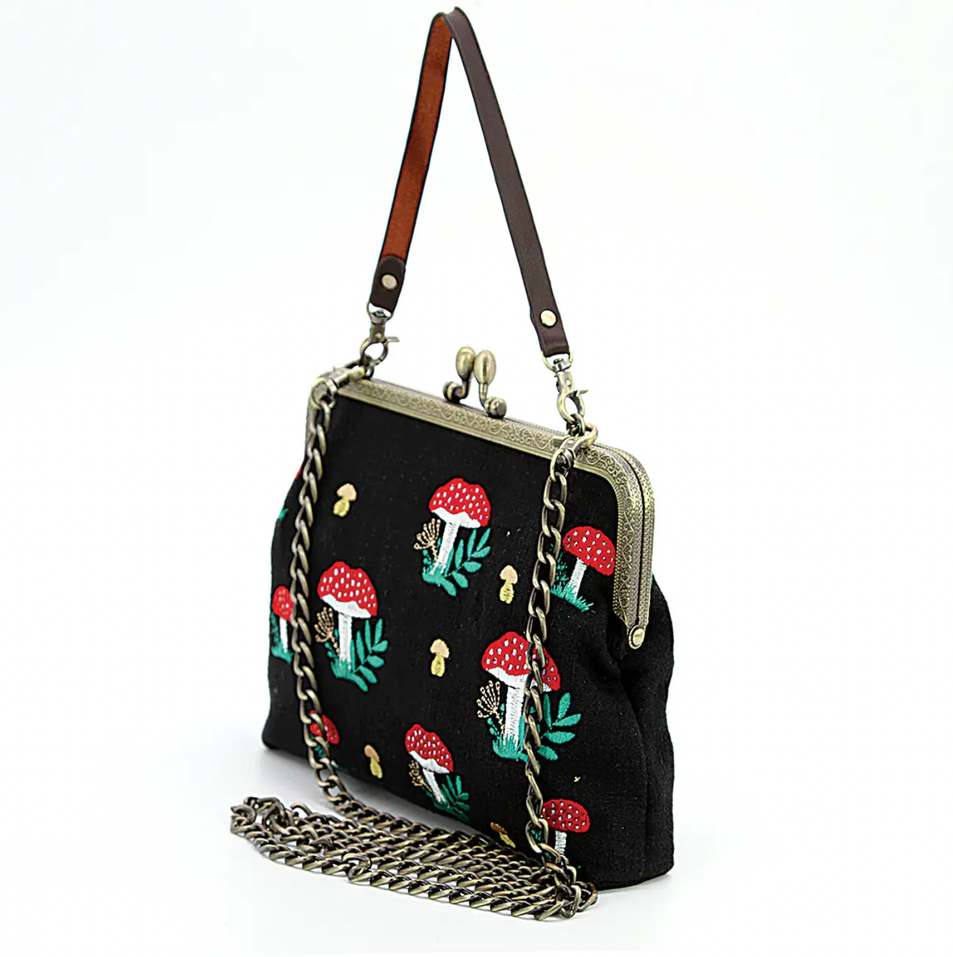 Mushroom Kiss-lock Crossbody