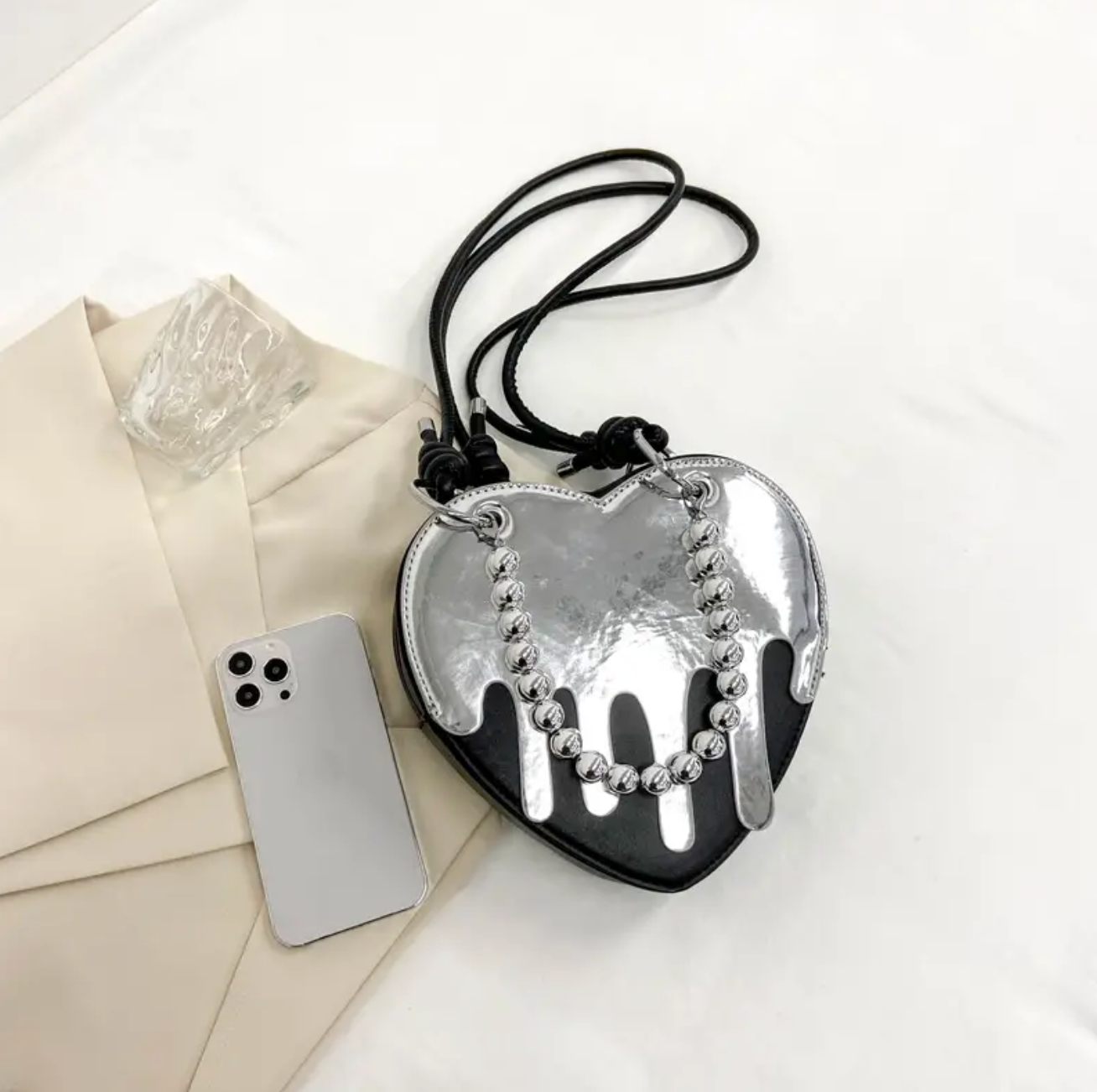 Melt My Heart Shoulder Purse Black