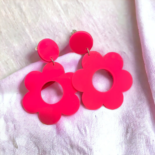 Flower Power Earrings Hot Pink