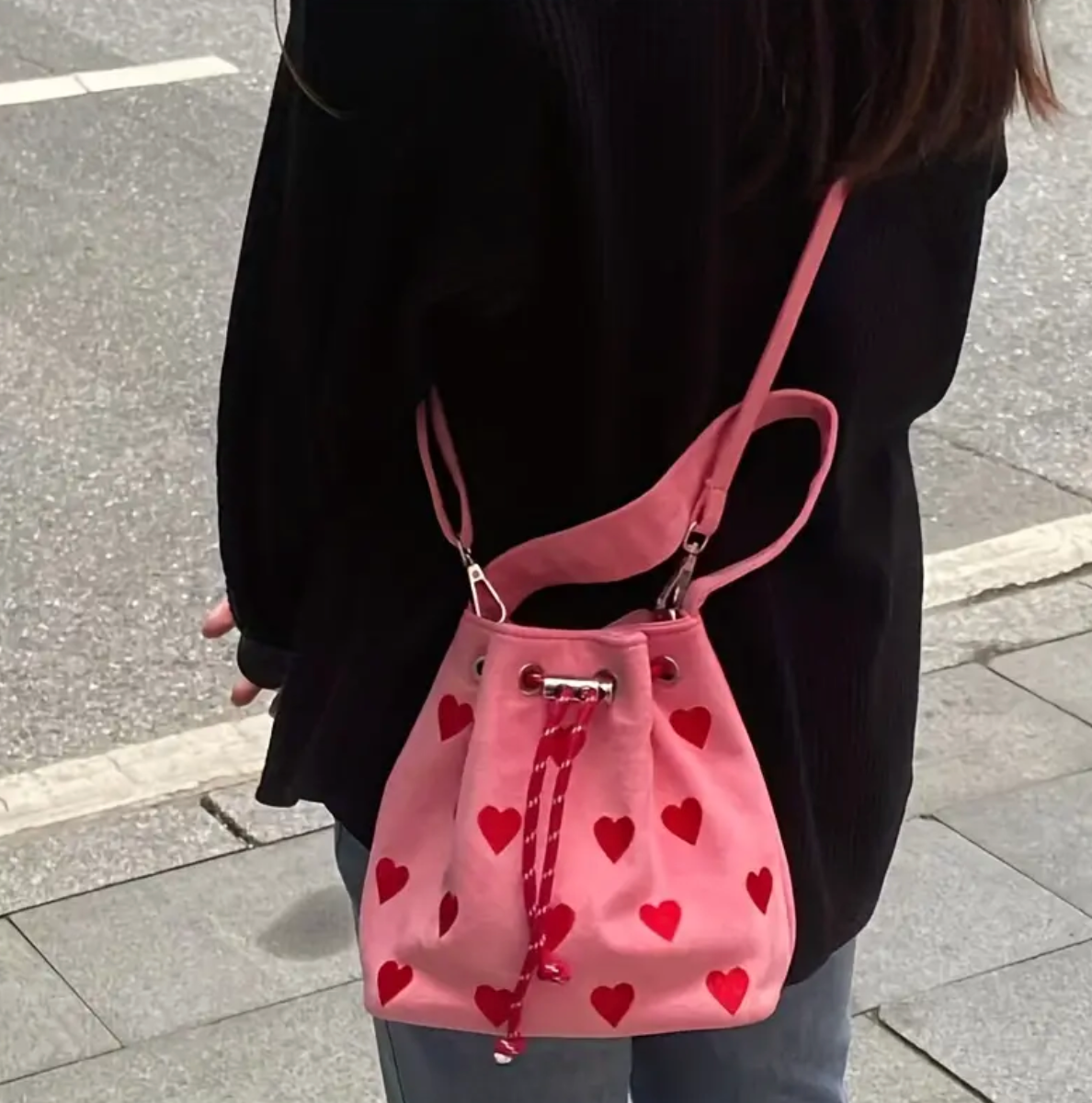 Heart Pattern Bucket Bag