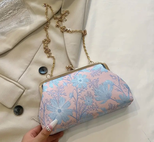 Floral Pastel Embroidered Kiss-lock Crossbody