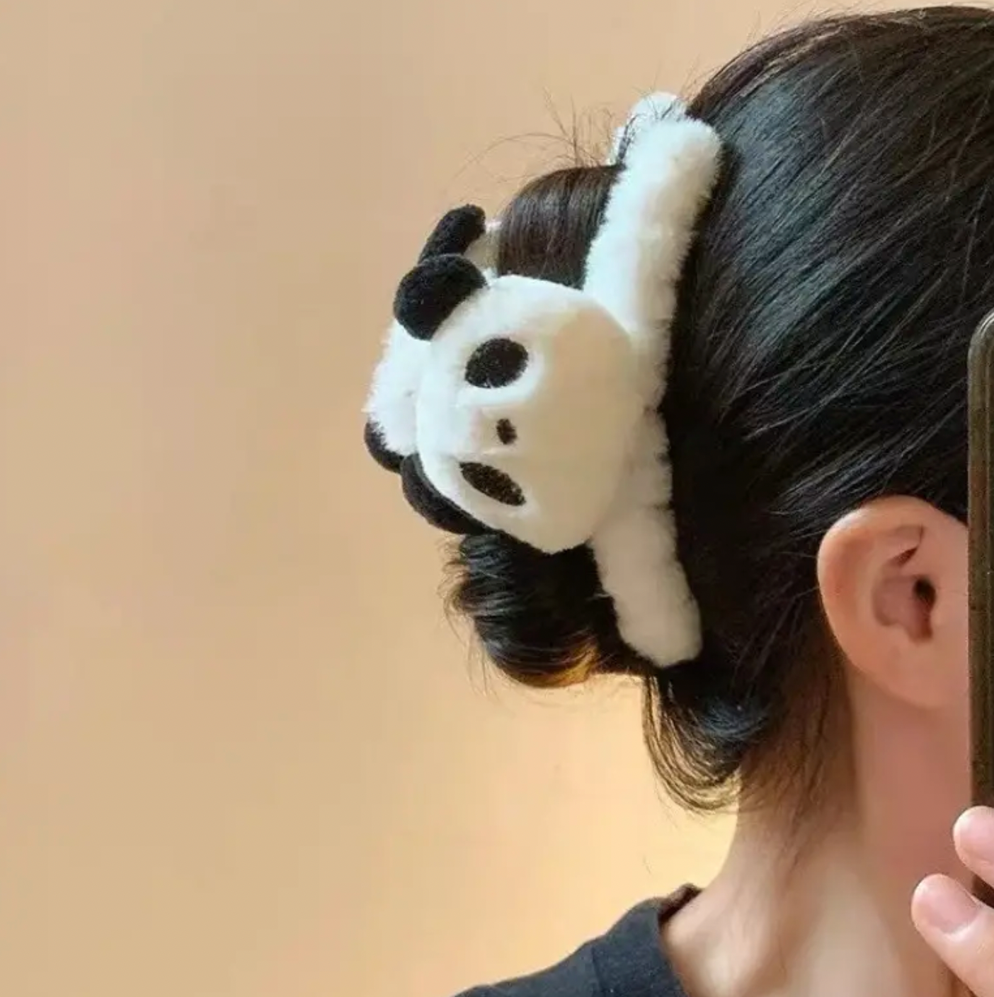 Cute Fuzzy Panda Hair Claw