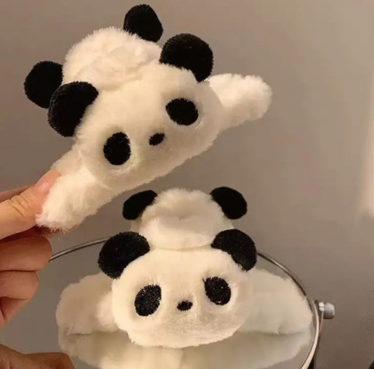 Cute Fuzzy Panda Hair Claw