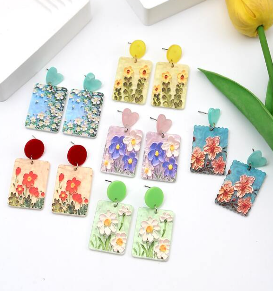 Flower Painting Earrings