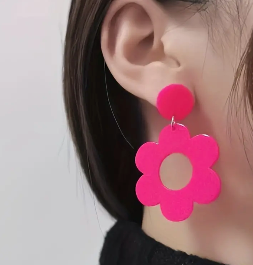 Flower Power Earrings Hot Pink