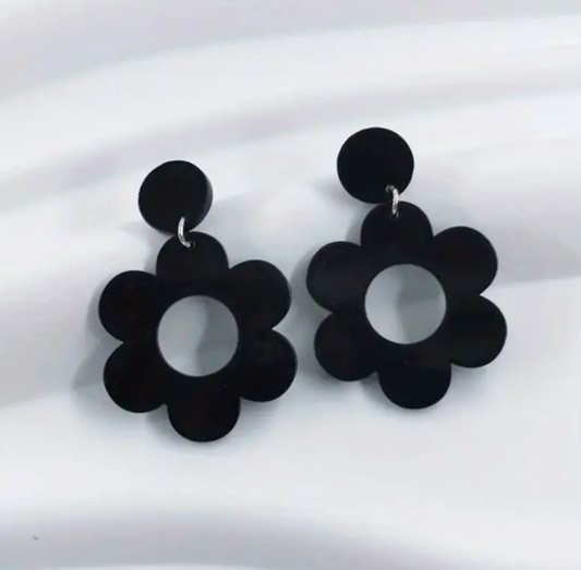 Flower Power Earrings Black