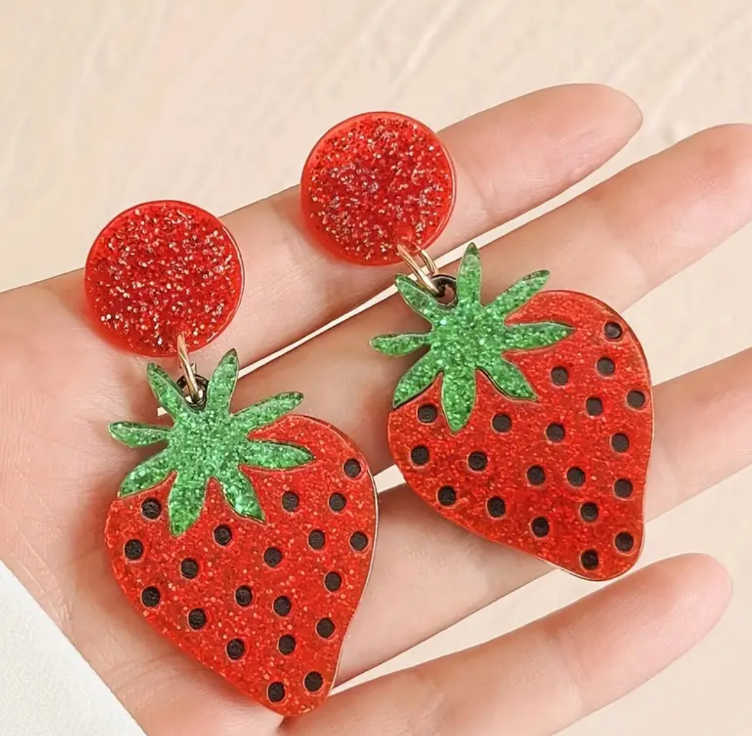 Sparkle Strawberry Earrings