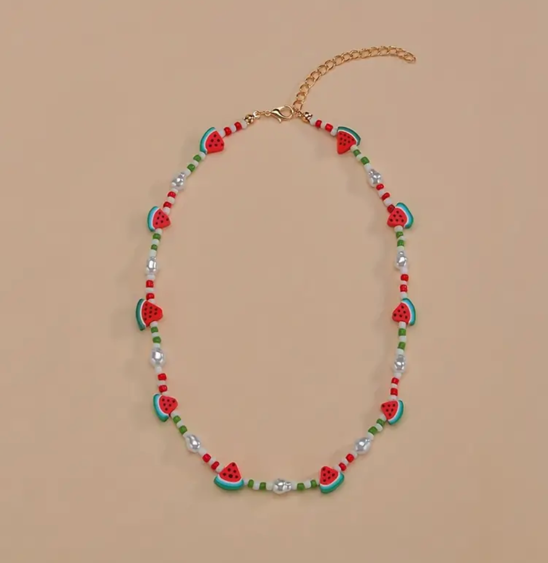 Watermelon Beaded Necklace