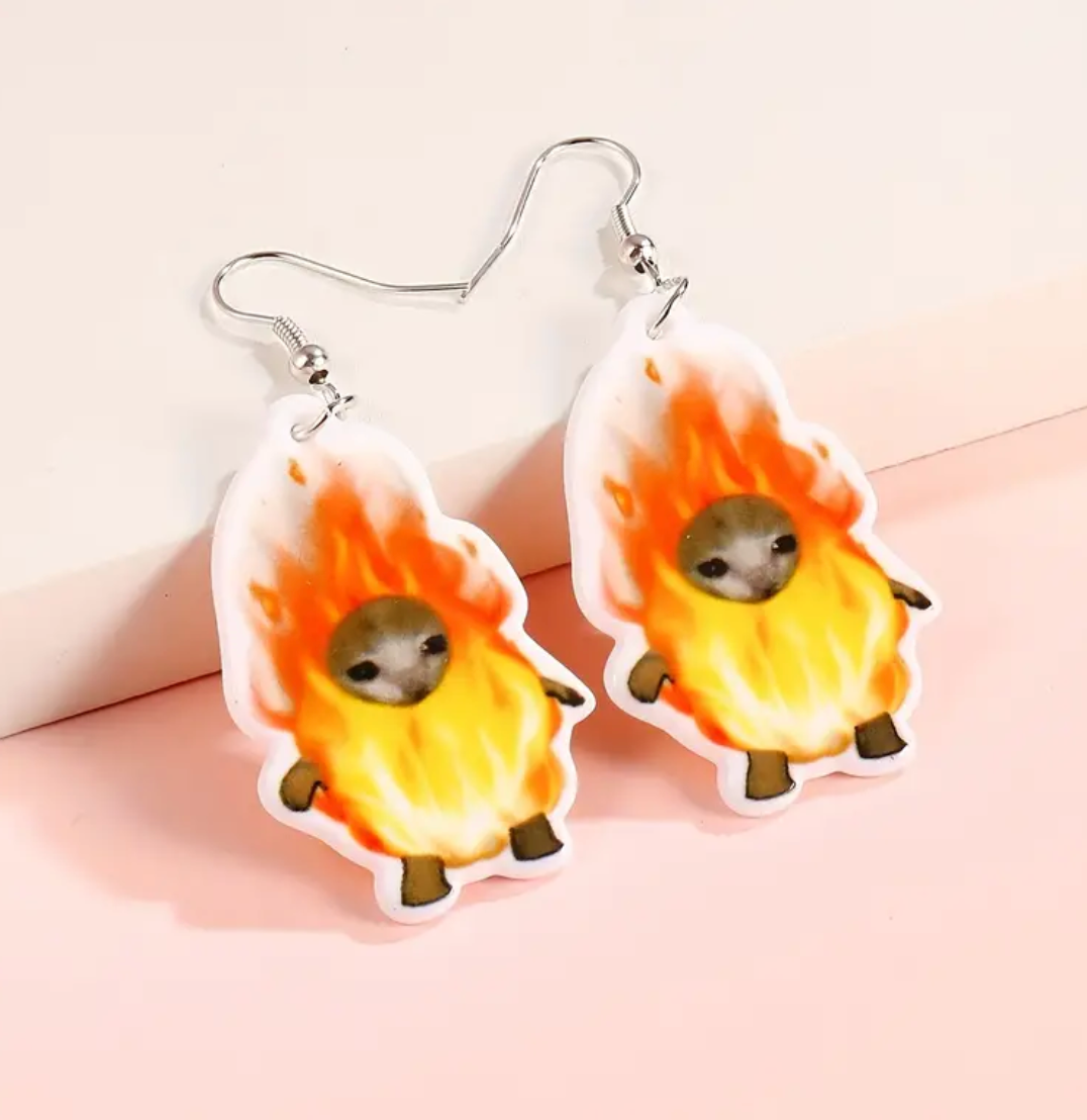 Flaming Kitty Earrings