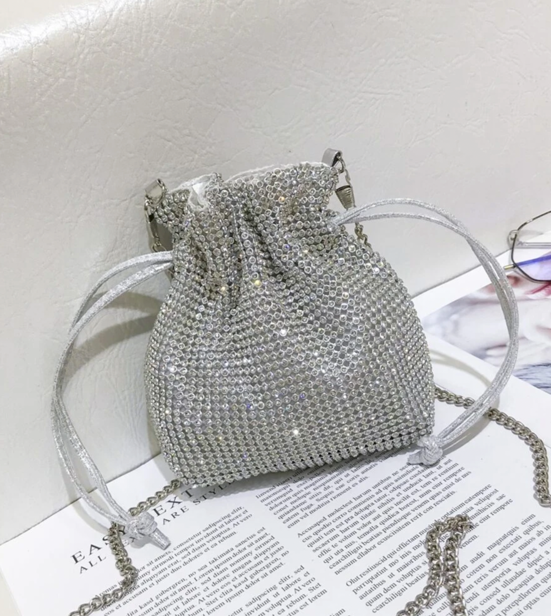 Mini Rhinestone Bucket Bag