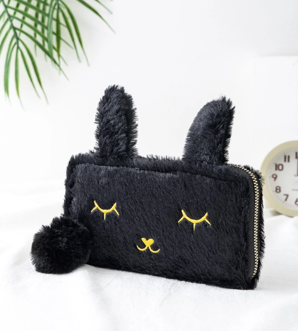 Sleepy Bunny Fuzzy Wallet (4 colors available)