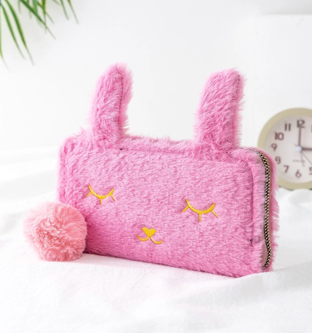Sleepy Bunny Fuzzy Wallet (4 colors available)