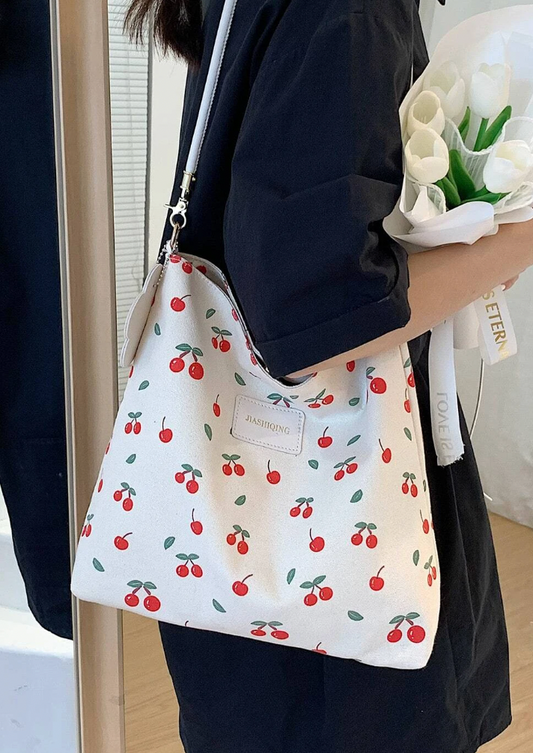 Cherry Print Bucket Bag